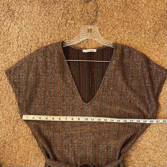 ZARA Trafaluc Metallic Stripe Midi Dress - Picture 10 of 15